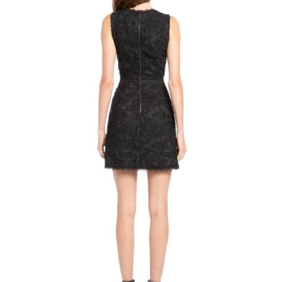 Alice + Olivia NWT Lennon Black Lace V-Neck Sheath Mini Cocktail Dress- Size 2 - Picture 4 of 11